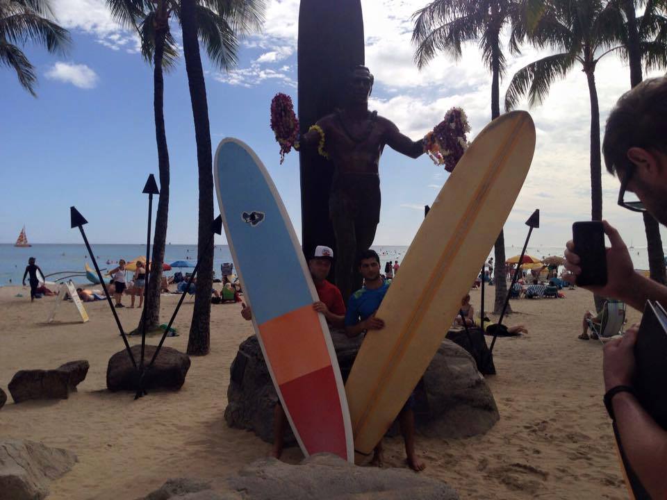 Gaza Surf Club member Ibrahim Arafat visiting Hawaii (Photo credit: Gaza Surf Club)