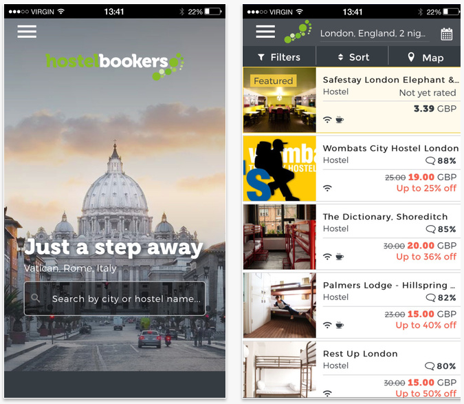 HostelBookers travel apps