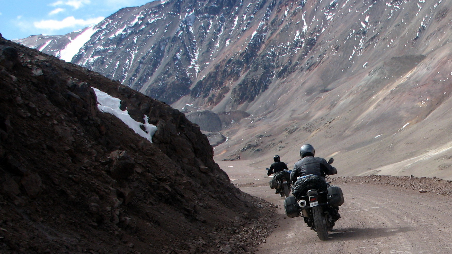 Climbing on a motorbike