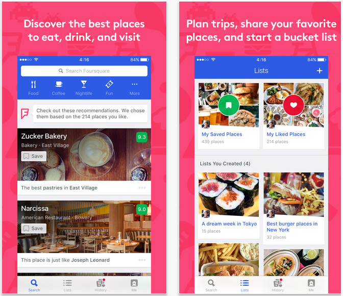 FourSquare travel apps